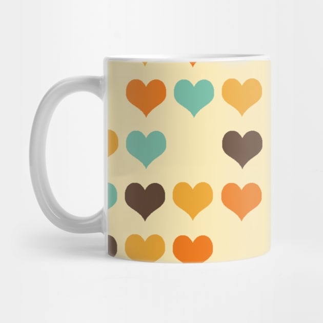 Retro Vintage Hearts Pattern Print by E